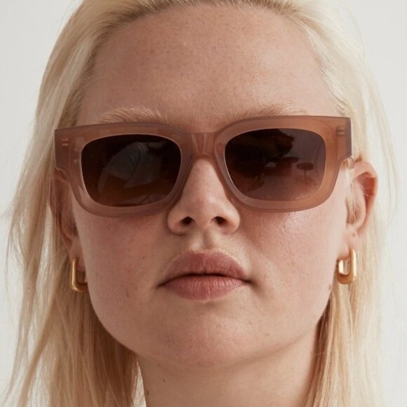 Madewell Safton Sunglasses Retro Rectangle Acetate Pink Oyster - Picture 1 of 8